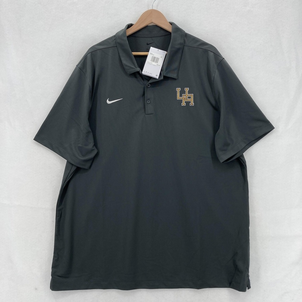 Nike Polo Shirt Mens 2XL Gray LH Logo Football Embroidered Short Sleeve Athletic